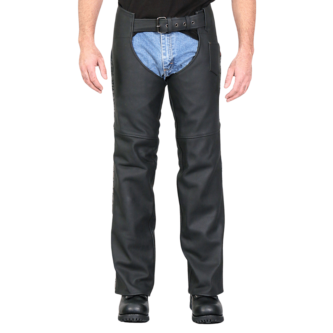 Black Leather Motorcycle Chaps - High Quality Protection - Leather ...