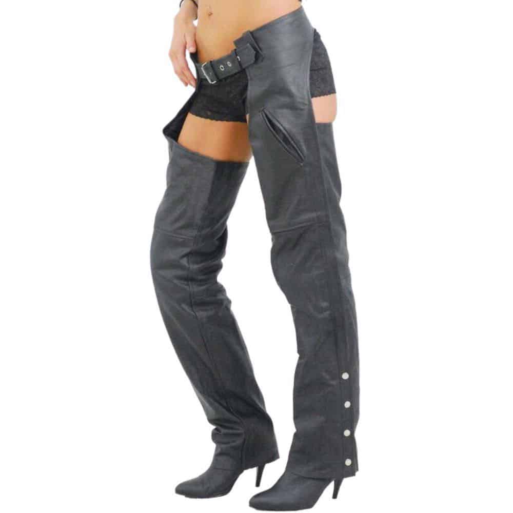 Womens Classic Leather Motorcycle Chaps | Free Shipping!